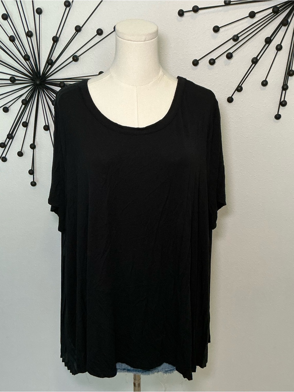 Ava & Viv Black Pleated Back Tunic Top Plus Size 3X Oversized